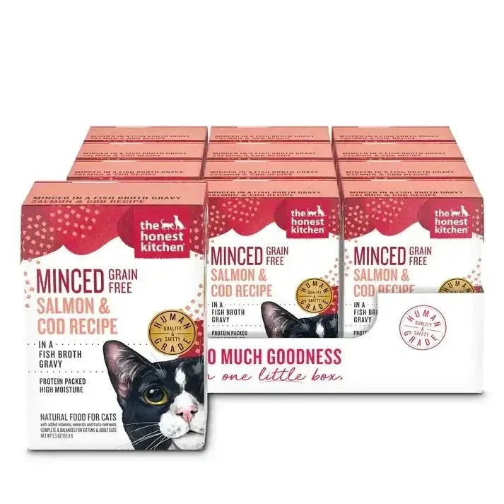 The Honest Kitchen Grain Free Minced Salmon & Cod in Fish Broth Gravy Wet Cat Food 12/5.5oz - Talis Us