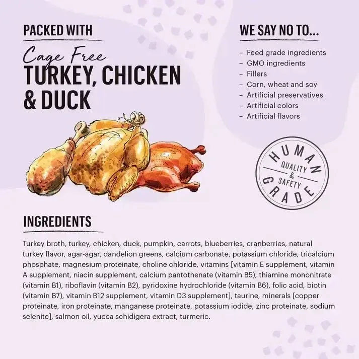 The Honest Kitchen Grain Free Minced Turkey, Chicken & Duck Recipe in a Bone Broth Gravy Wet Cat Food 12/5.5oz - Talis Us