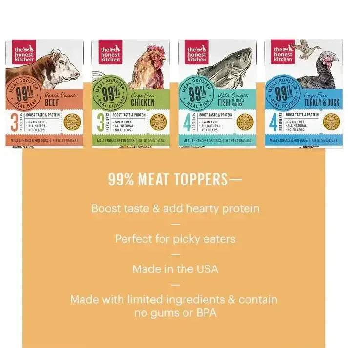 The Honest Kitchen Meal Booster: 99% Turkey & Duck Wet Dog Food Topper 12/5.5oz - Talis Us