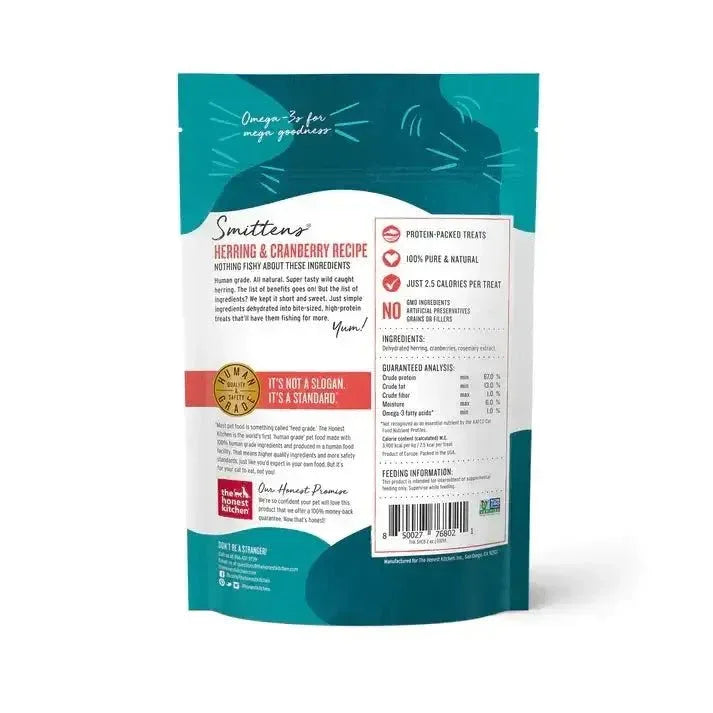 The Honest Kitchen Smittens Bites Simply Dehydrated Herring & Cranberry Recipe Natural Treats for Cats 2oz - Talis Us