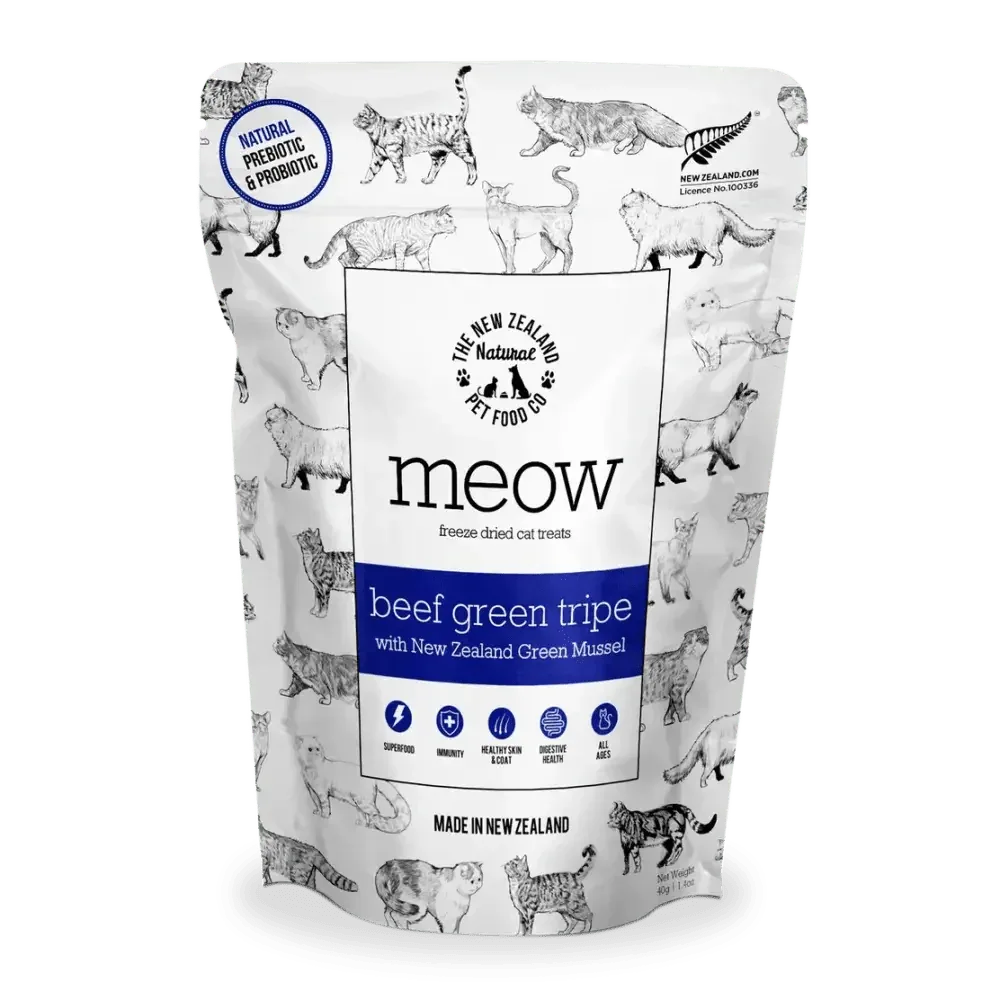 The New Zealand Natural Pet Food Co Meow Beef Green Tripe Cat Treats 1.4oz - Talis Us