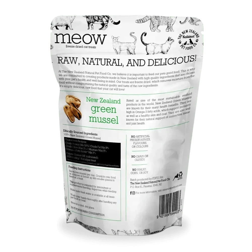 The New Zealand Natural Pet Food Co Meow Nz Green Mussel Cat Treats 1.76oz - Talis Us