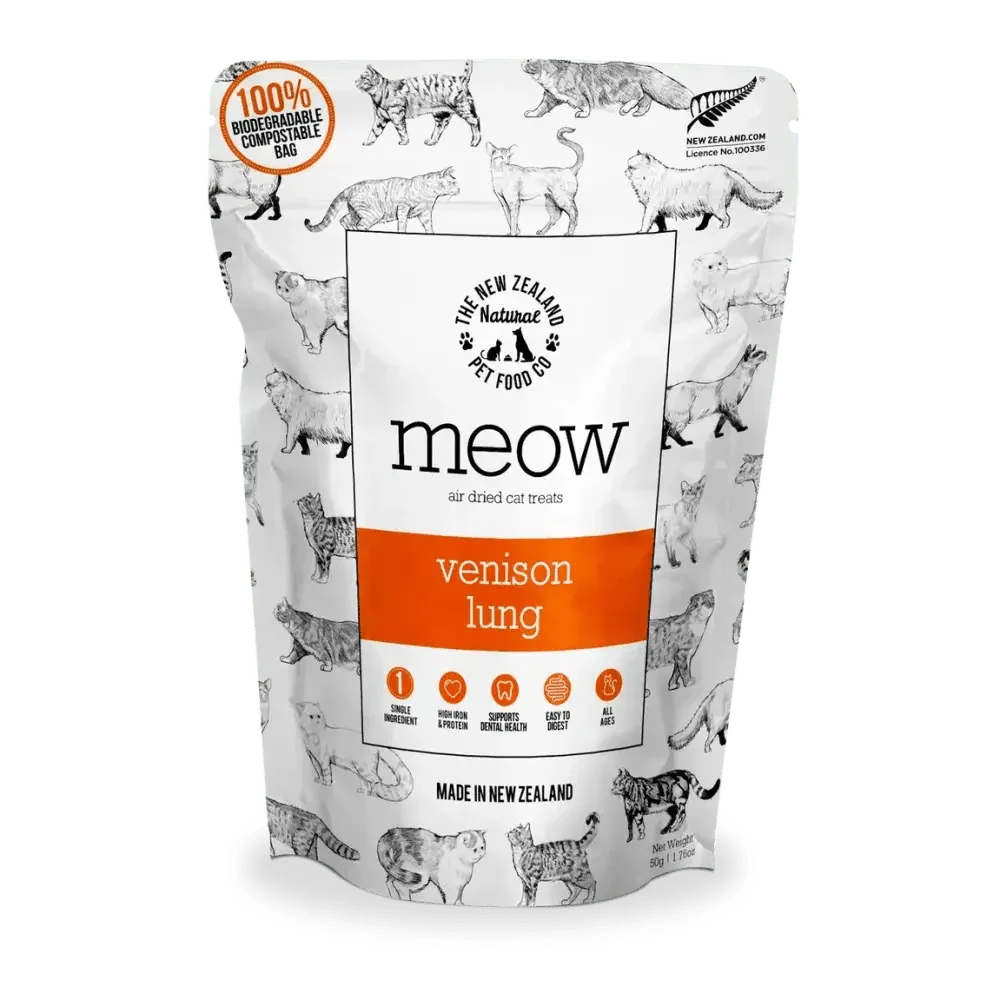 The New Zealand Natural Pet Food Co Meow Venison Lung Cat Treats 1.76oz - Talis Us