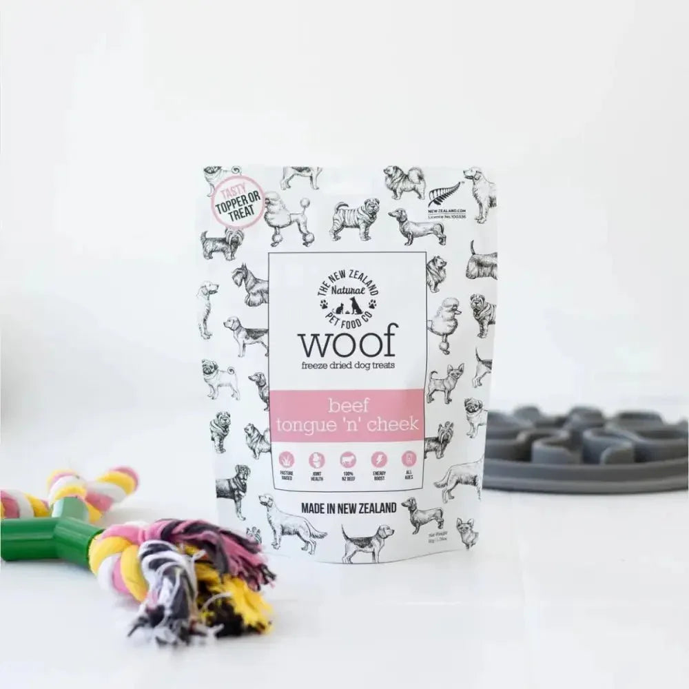 The New Zealand Natural Pet Food Co Woof Beef Tongue 'n' Cheek Dog Treat 1.76oz - Talis Us