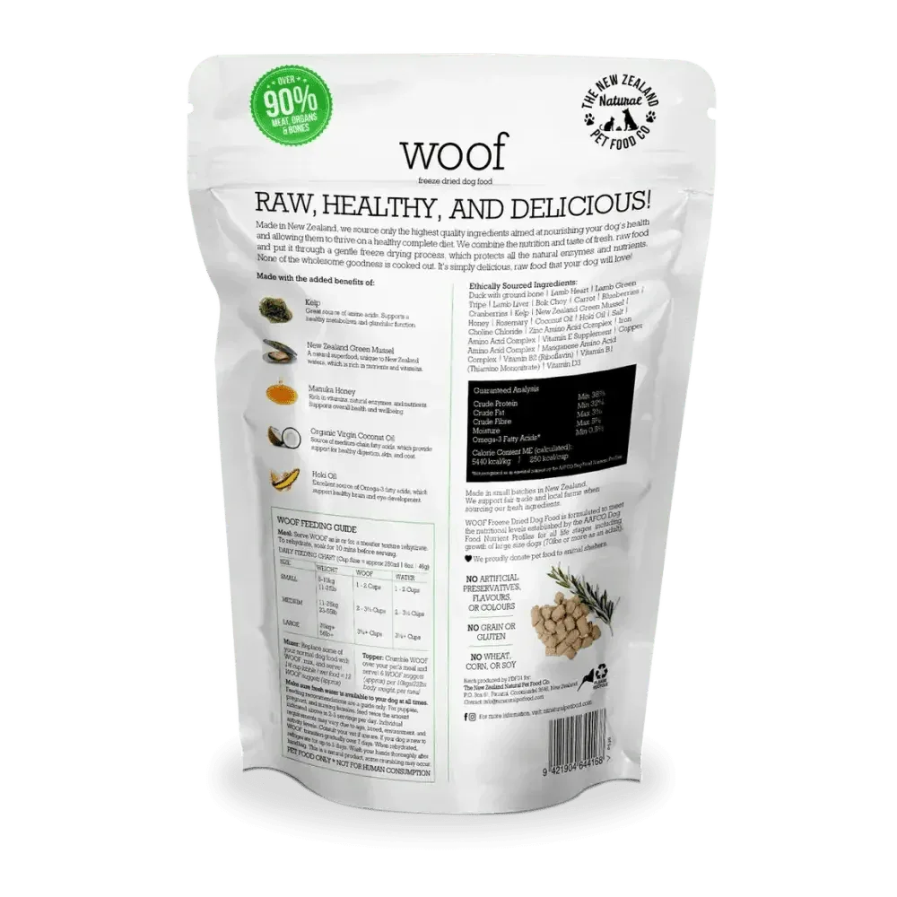 The New Zealand Natural Pet Food Co Woof Duck Freeze Dried Dog Food - Talis Us
