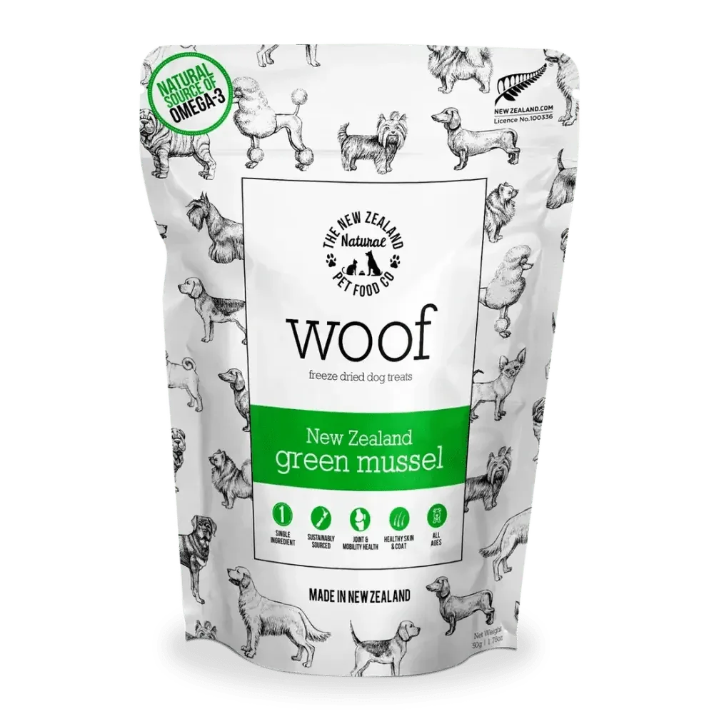 The New Zealand Natural Pet Food Co Woof Green Mussel Dog Treats 1.76oz - Talis Us