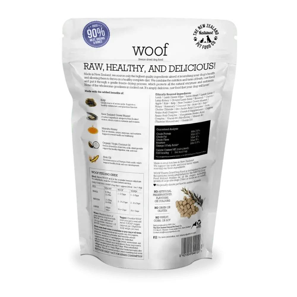 The New Zealand Natural Pet Food Co Woof Lamb Freeze Dried Dog Food - Talis Us