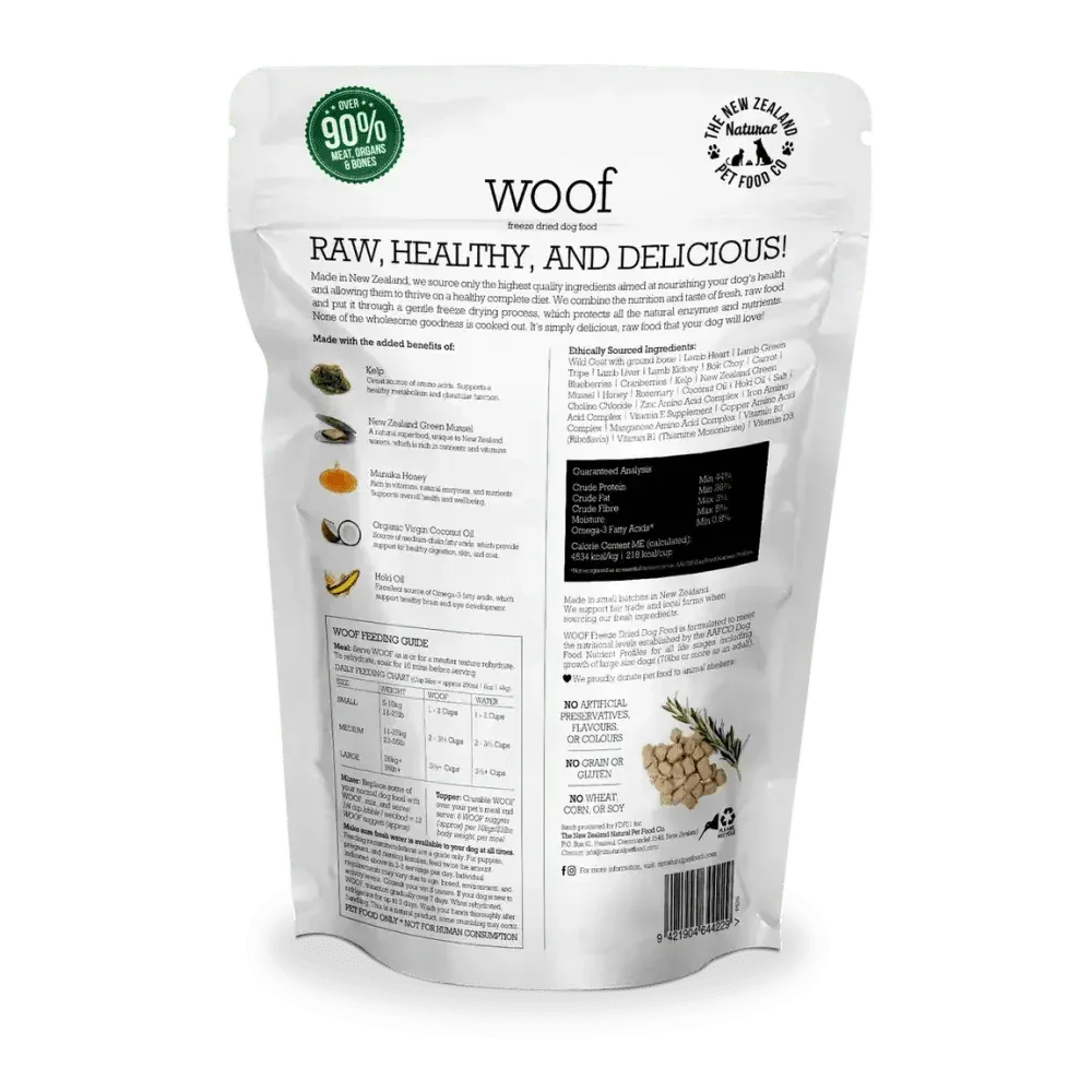 The New Zealand Natural Pet Food Co Woof Wild Goat Freeze Dried Dog Food - Talis Us