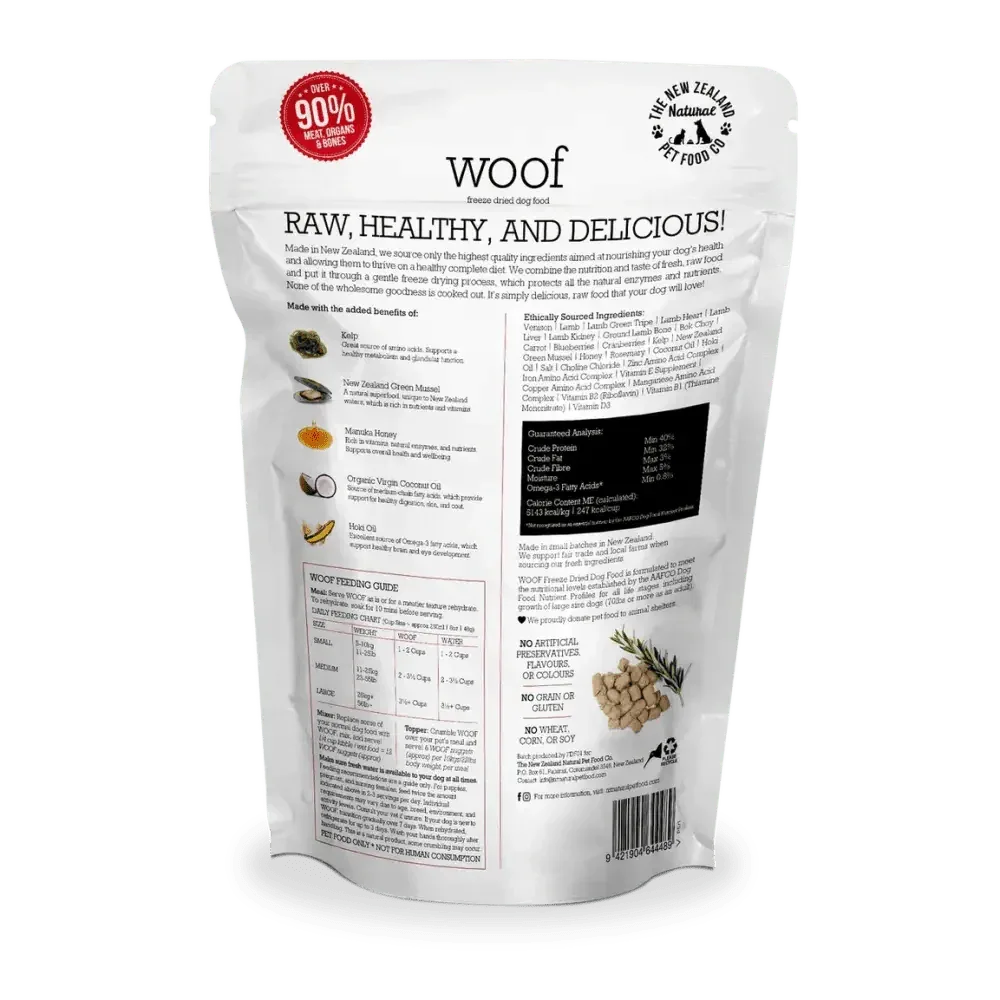 The New Zealand Natural Pet Food Co Woof Wild Venison Freeze Dried Dog Food - Talis Us