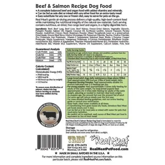 The Real Meat Company Air - Dried Beef with Salmon Dog Food 2lb - Talis Us