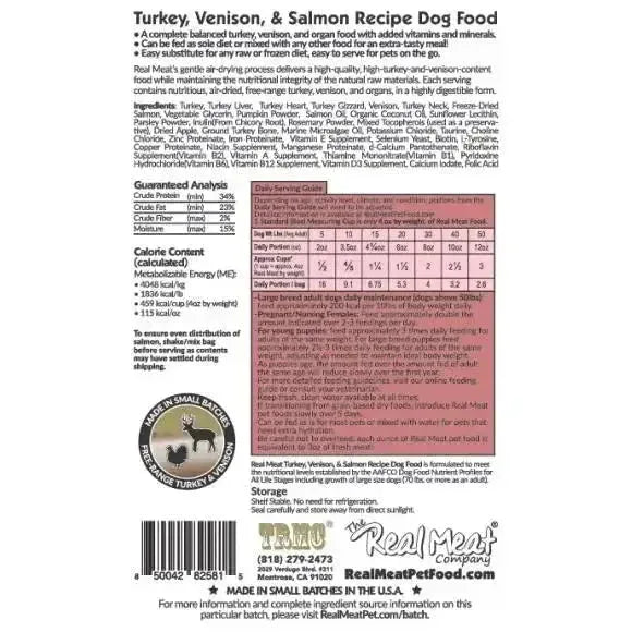 The Real Meat Company Air - Dried Turkey Venison with Salmon Dog Food 2lb - Talis Us