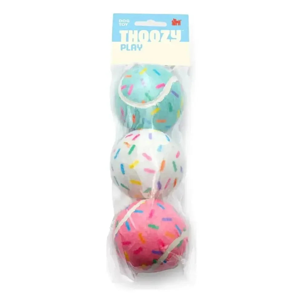 ThoozyPet Birthday 3pk Sprinkle Tennis Balls Fetch Dog Toy 2.5" - Talis Us