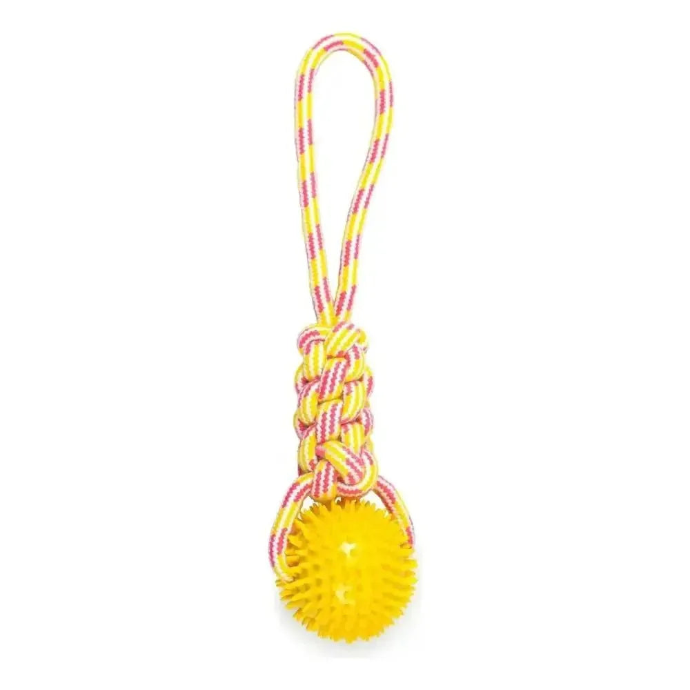 ThoozyPet Knotted Tug Rope Dog Toy with TPR Spike Ball 16" - Talis Us