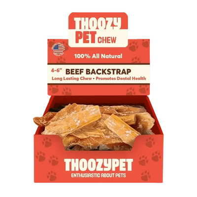 ThoozyPet USA - Sourced Beef Backstrap Dog Chews 4 - 6" 50ct - Talis Us