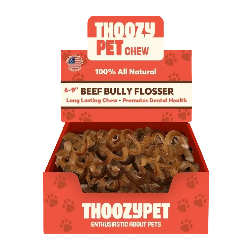 ThoozyPet USA - Sourced Beef Bully Flosser Dog Chews 6 - 9" 15ct - Talis Us