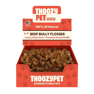 ThoozyPet USA - Sourced Beef Bully Flosser Dog Chews 6 - 9" 15ct - Talis Us