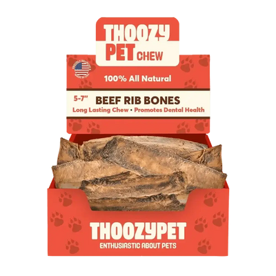 ThoozyPet USA - Sourced Beef Rib Bone Dog Chews 5 - 7" 50ct - Talis Us