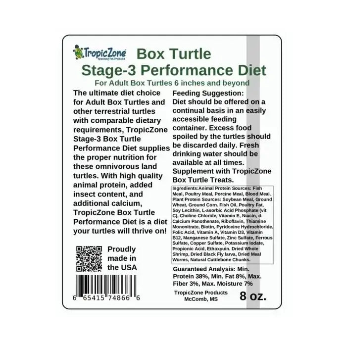 TropicZone Box Turtle Diet Stage - 3 Adult Formula - Talis Us