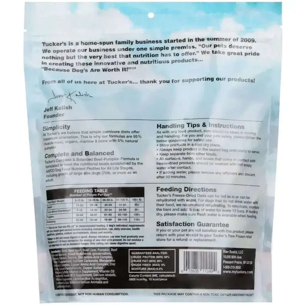Tucker's® Beef - Pumpkin Complete and Balanced Freeze - Dried Diets for Dogs, 14 Oz - Talis Us