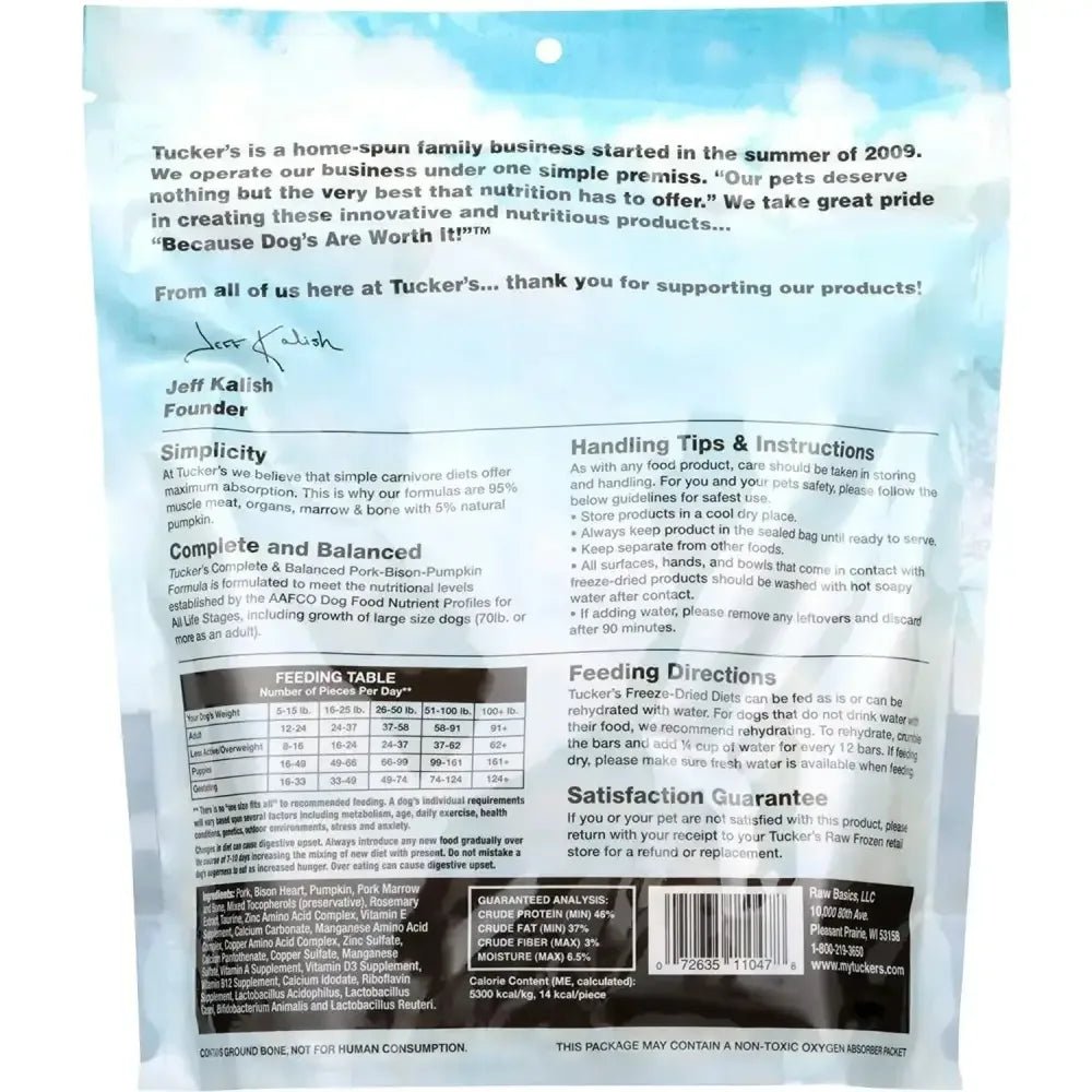Tucker's® Pork - Bison - Pumpkin Formula Freeze - Dried Dog Food, 14 Oz - Talis Us