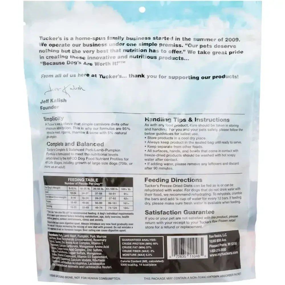 Tucker's® Pork - Lamb - Pumpkin Formula Freeze - Dried Dog Food, 14 Oz - Talis Us