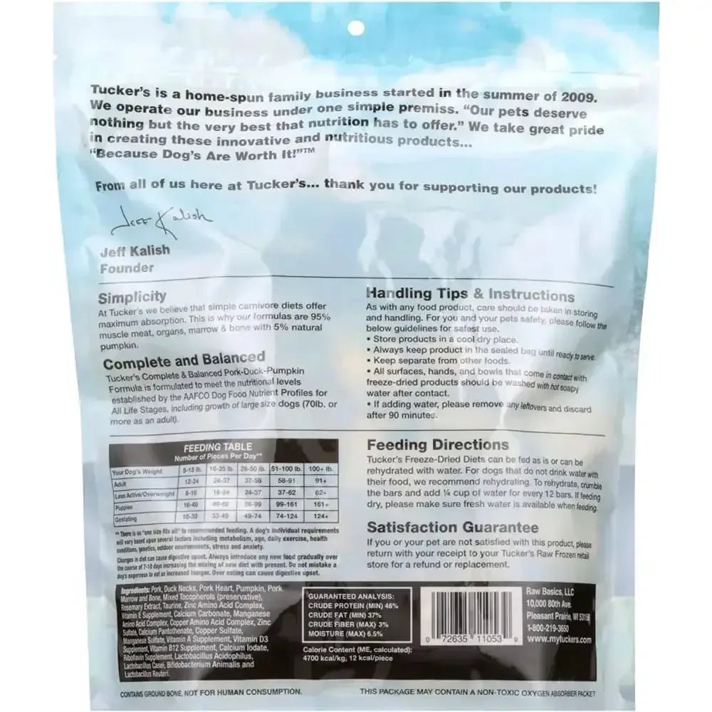 Tucker's® Raw Basics Pork - Duck - Pumpkin Raw Frozen Food For Dogs - Talis Us