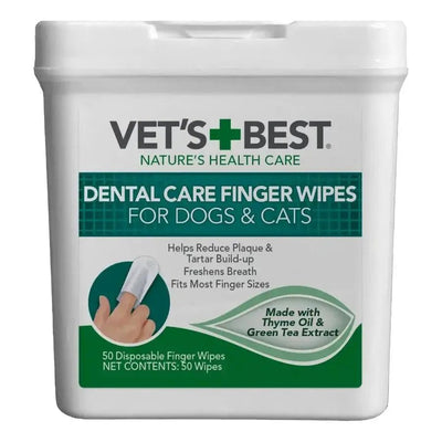 Vet's Best Dental Care Finger Wipes for Dogs and Cats 50 ct - Talis Us