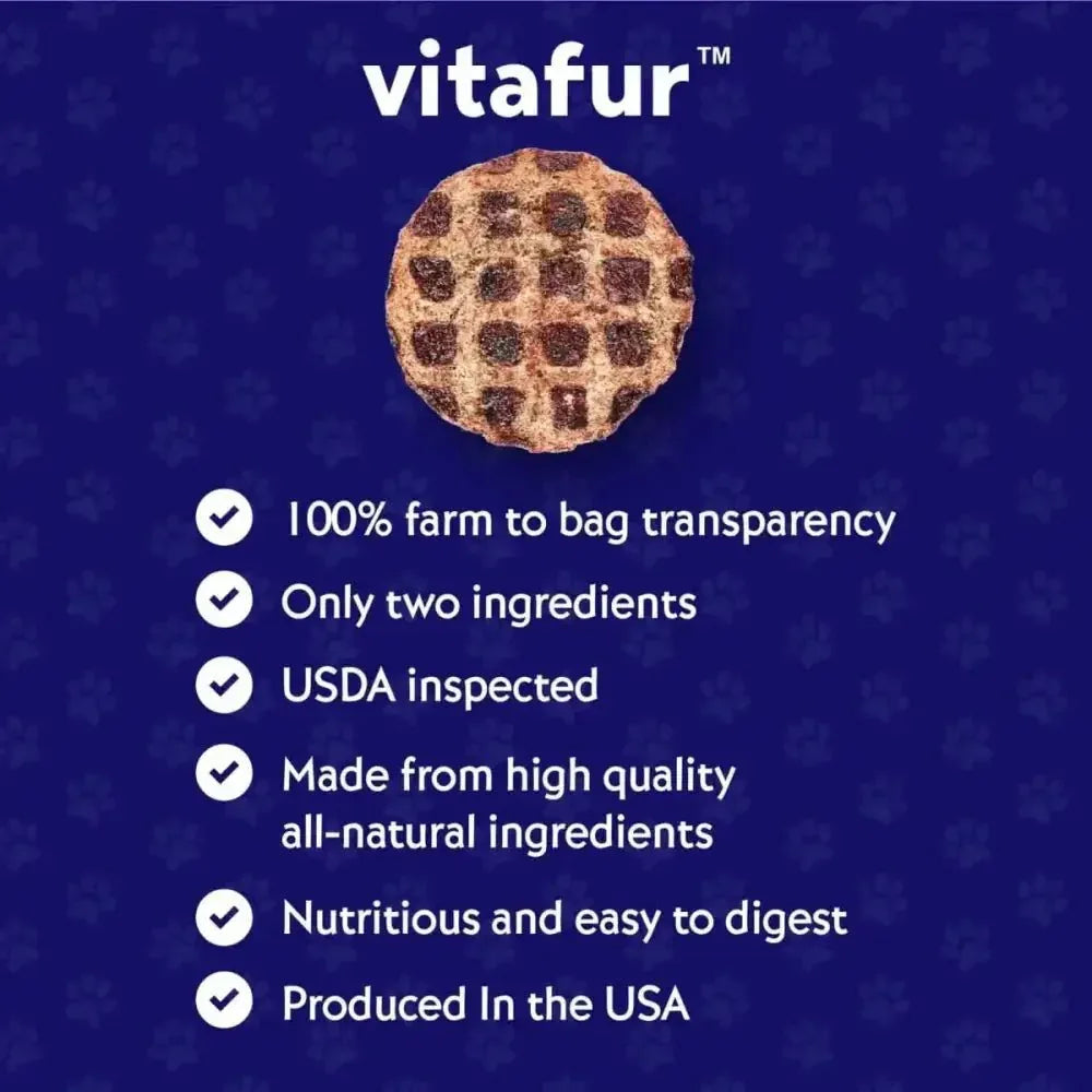Vitafur Barkin' Burger Grilled Bison & Sweet Potato Dehydrated Dog Treats 5 oz - Talis Us