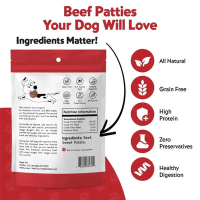 Vitafur Barkin Burger Nature's Beef & Sweet Potato Dehydrated Dog Treats 5 oz - Talis Us