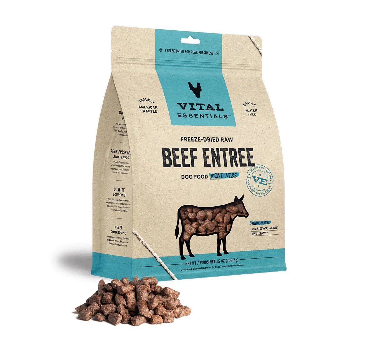 Vital Essentials® Freeze - Dried Raw Beef Entree Dog Food Mini Nibs - Talis Us