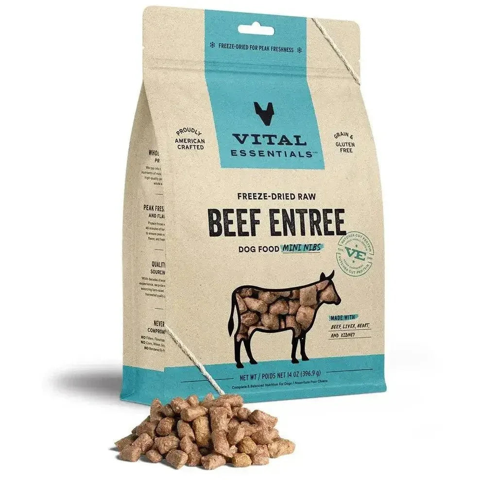 Vital Essentials® Freeze - Dried Raw Beef Entree Dog Food Nibs, 14 oz - Talis Us