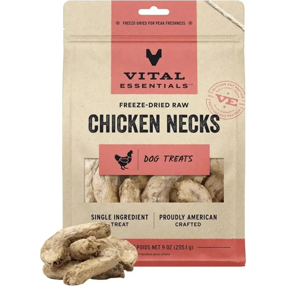 Vital Essentials Freeze - Dried Raw Chicken Necks Dog Treats, 9 oz - Talis Us