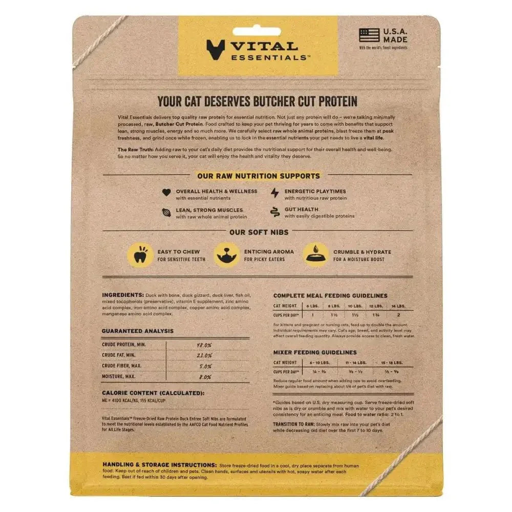Vital Essentials Freeze - Dried Raw Entree & Mixer Cat Food Soft Nibs 12 oz - Talis Us