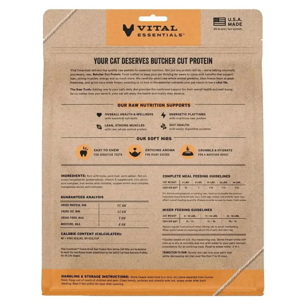 Vital Essentials Freeze - Dried Raw Entree & Mixer Cat Food Soft Nibs 12 oz - Talis Us