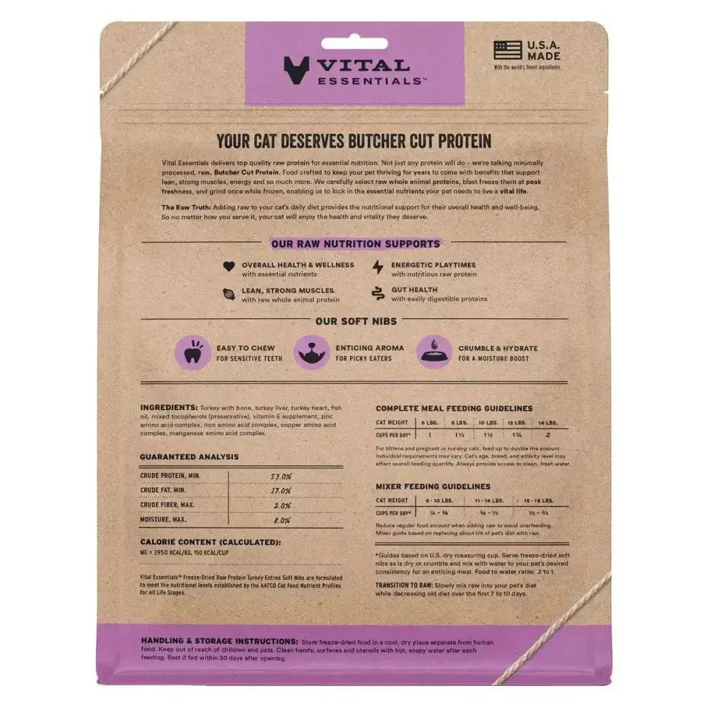 Vital Essentials Freeze - Dried Raw Entree & Mixer Cat Food Soft Nibs 12 oz - Talis Us