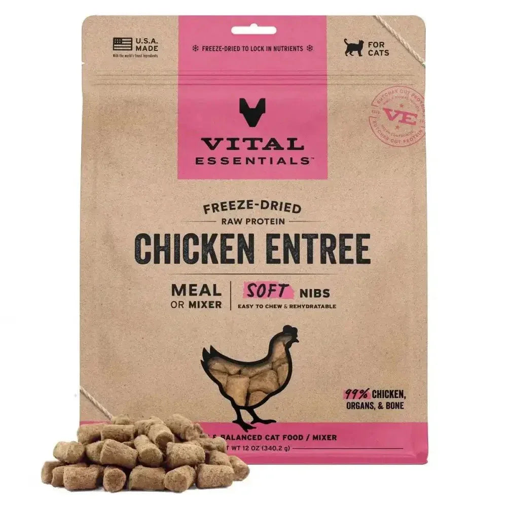 Vital Essentials Freeze - Dried Raw Entree & Mixer Cat Food Soft Nibs 12 oz - Talis Us
