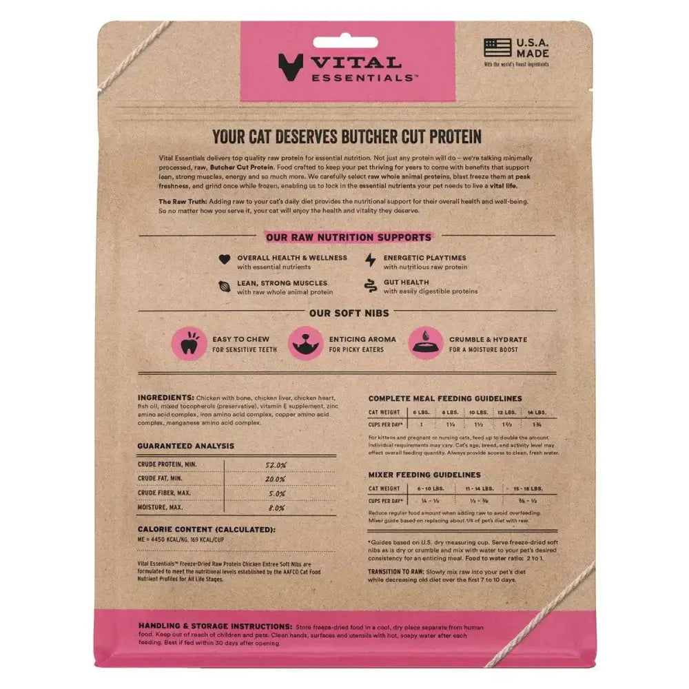 Vital Essentials Freeze - Dried Raw Entree & Mixer Cat Food Soft Nibs 12 oz - Talis Us