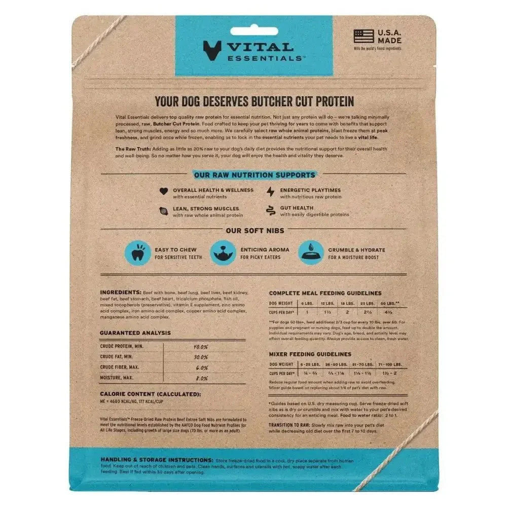 Vital Essentials¨ Freeze - Dried Raw Entree & Mixer Dog Food Soft Nibs 14 oz - Talis Us