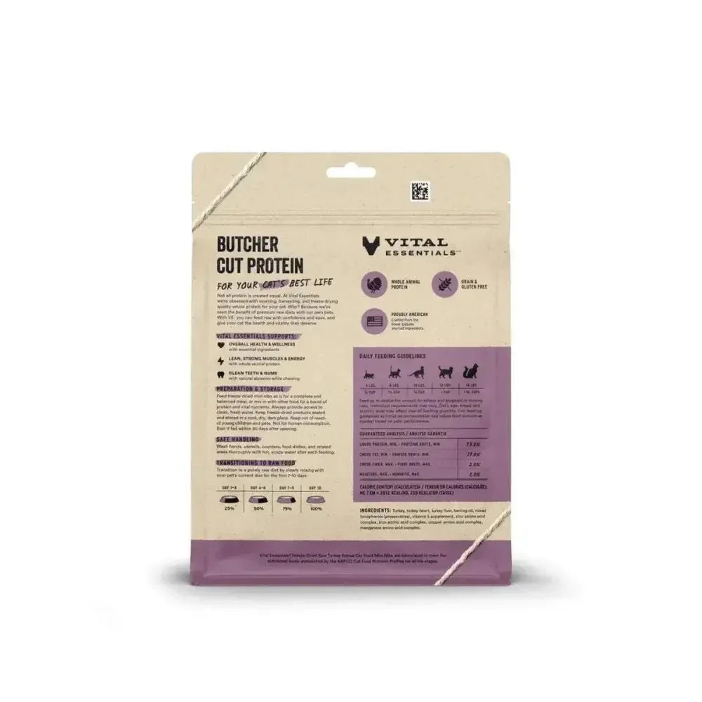 Vital Essentials® Freeze - Dried Raw Turkey Entree Cat Food Mini Nibs - Talis Us