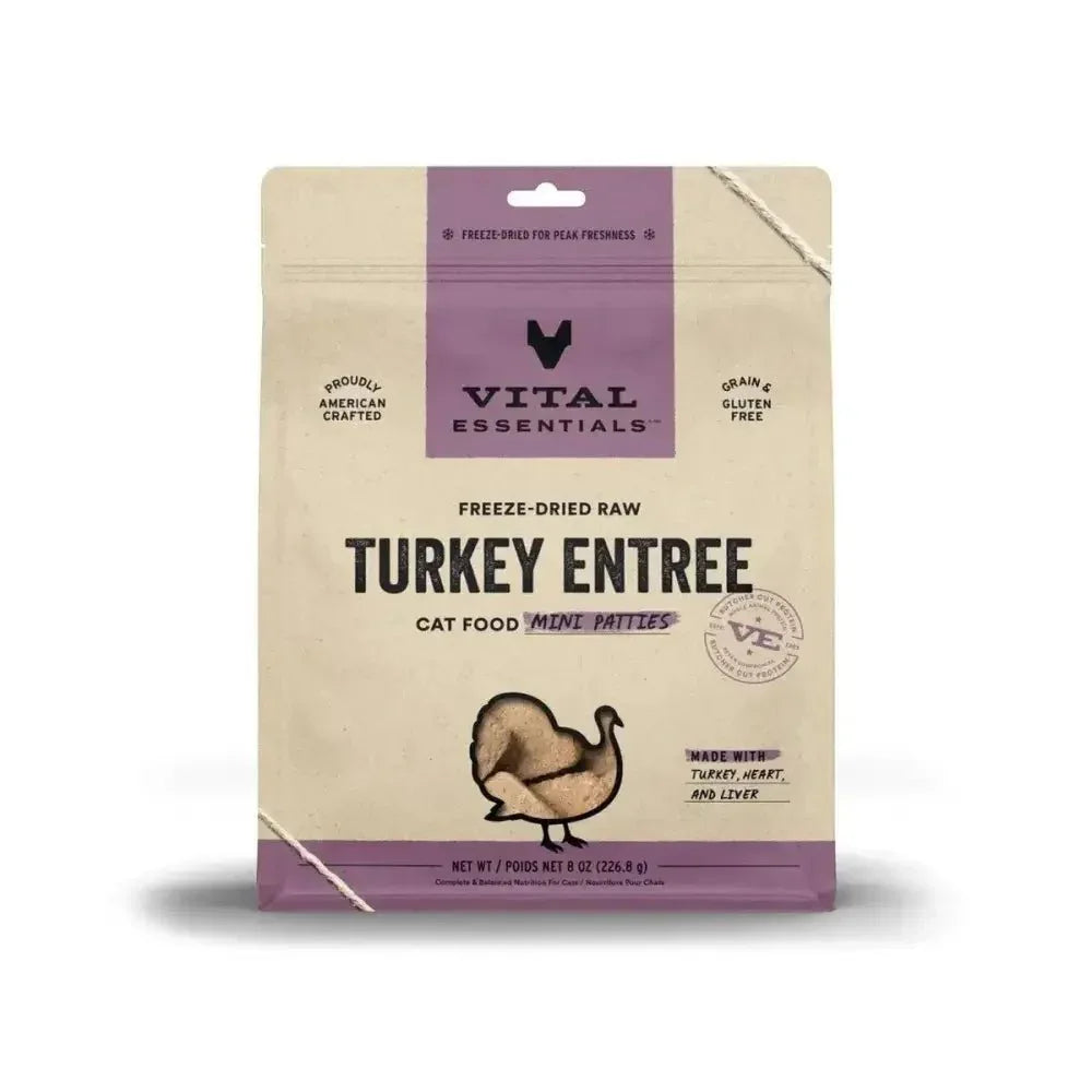 Vital Essentials® Freeze - Dried Raw Turkey Entree Cat Food Mini Patties - Talis Us