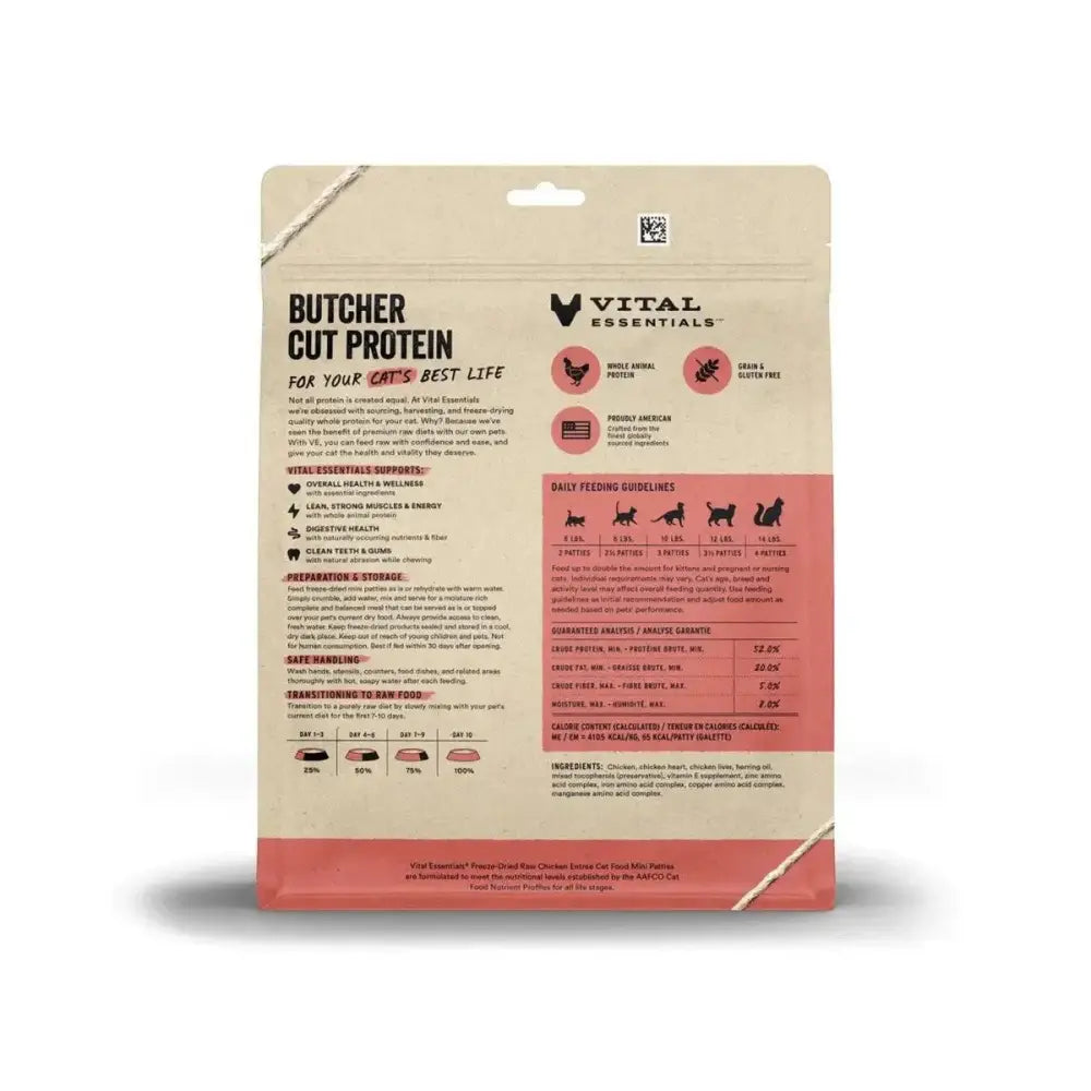 Vital Essentials® Freeze - Dried Raw Chicken Entree Cat Food Mini Patties - Talis Us