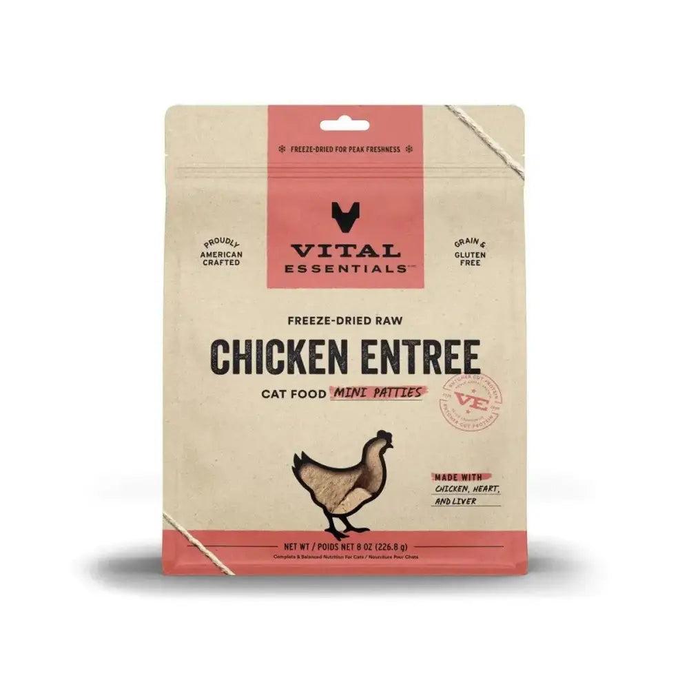 Vital Essentials® Freeze - Dried Raw Chicken Entree Cat Food Mini Patties - Talis Us