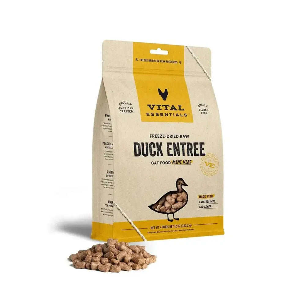 Vital Essentials® Freeze - Dried Raw Duck Entree Cat Food Mini Nibs - Talis Us