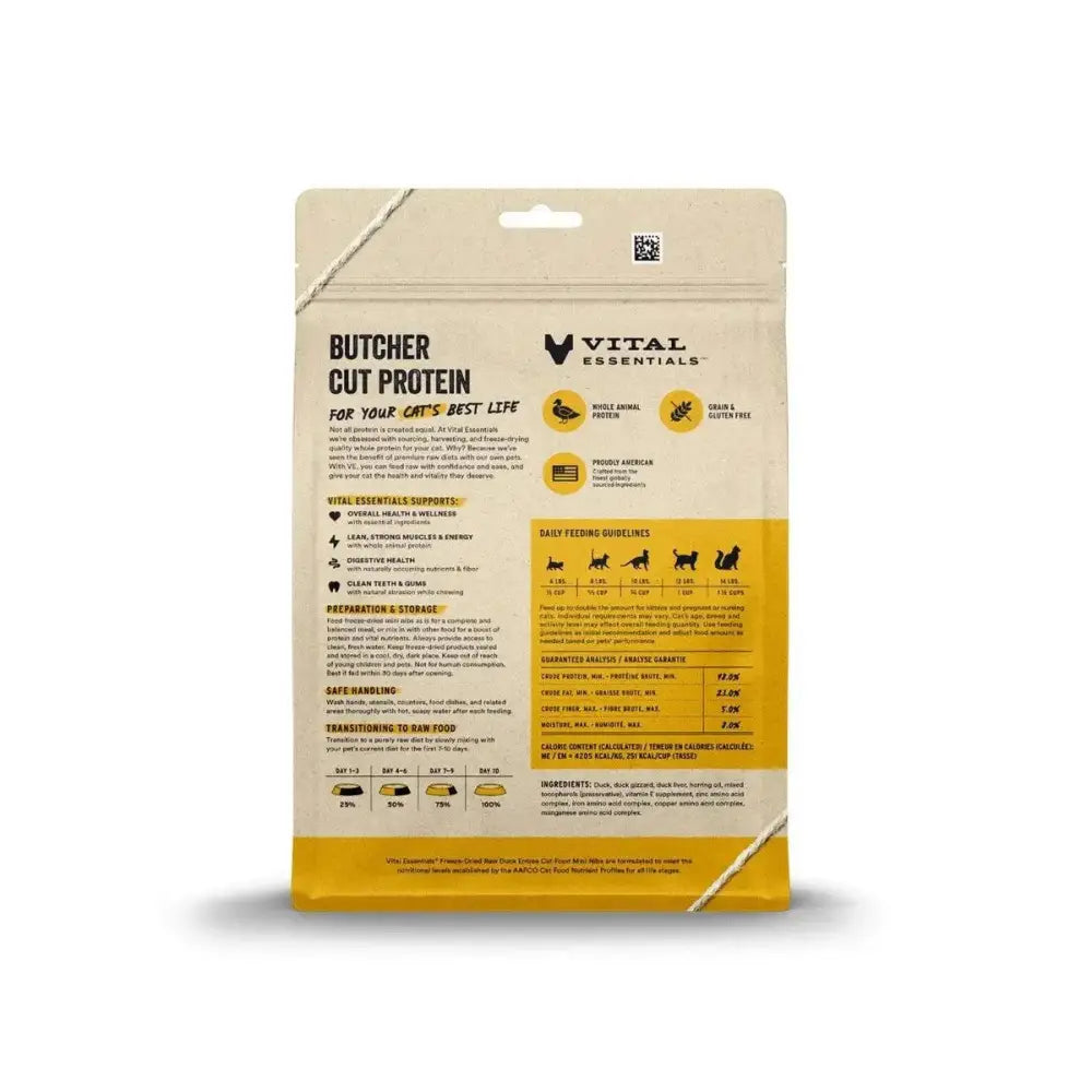 Vital Essentials® Freeze - Dried Raw Duck Entree Cat Food Mini Nibs - Talis Us