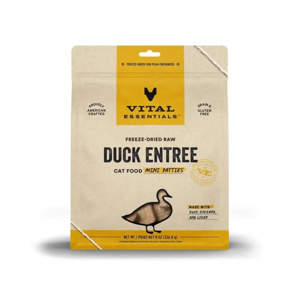Vital Essentials® Freeze - Dried Raw Duck Entree Cat Food Mini Patties - Talis Us