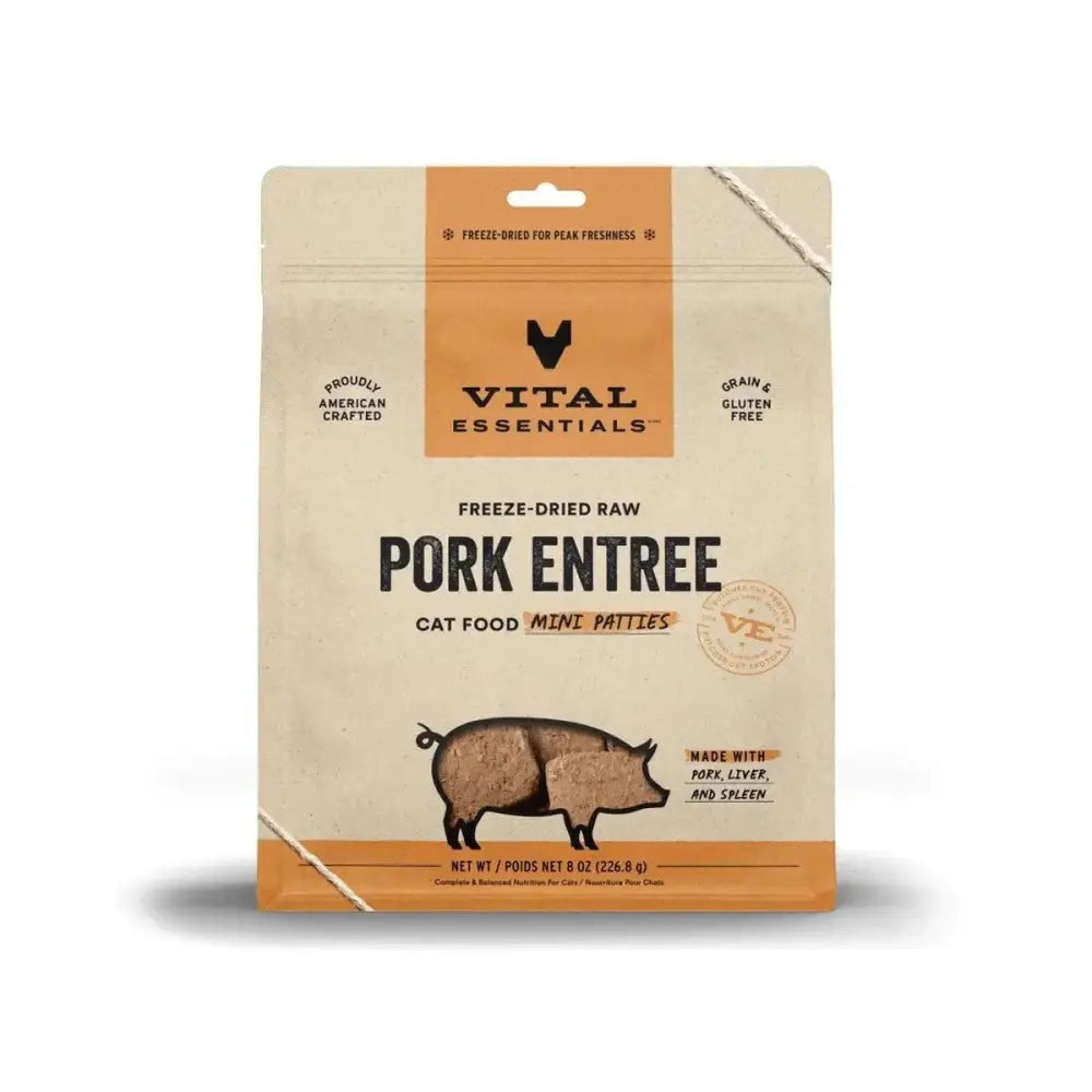 Vital Essentials® Freeze - Dried Raw Pork Entree Cat Food Mini Patties - Talis Us