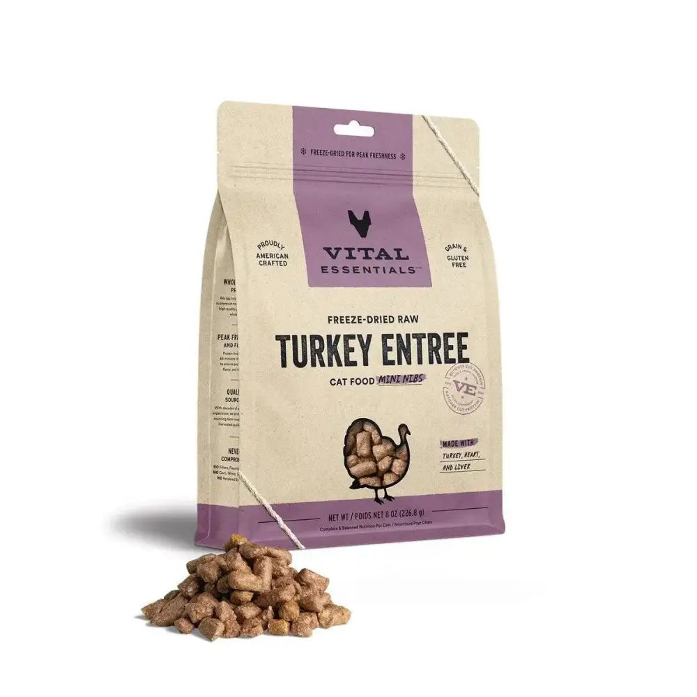 Vital Essentials® Freeze - Dried Raw Turkey Entree Cat Food Mini Nibs - Talis Us