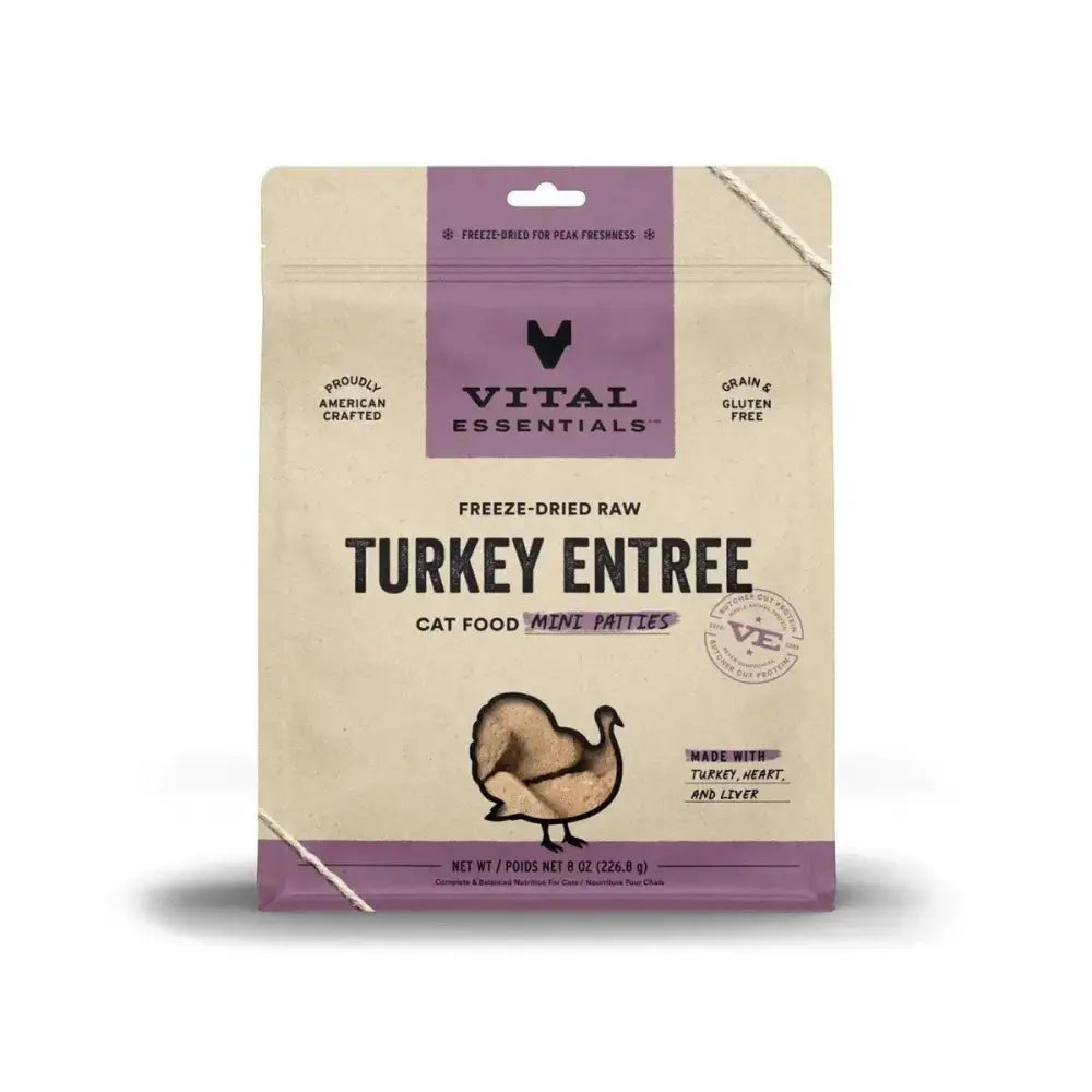 Vital Essentials® Freeze - Dried Raw Turkey Entree Cat Food Mini Patties - Talis Us