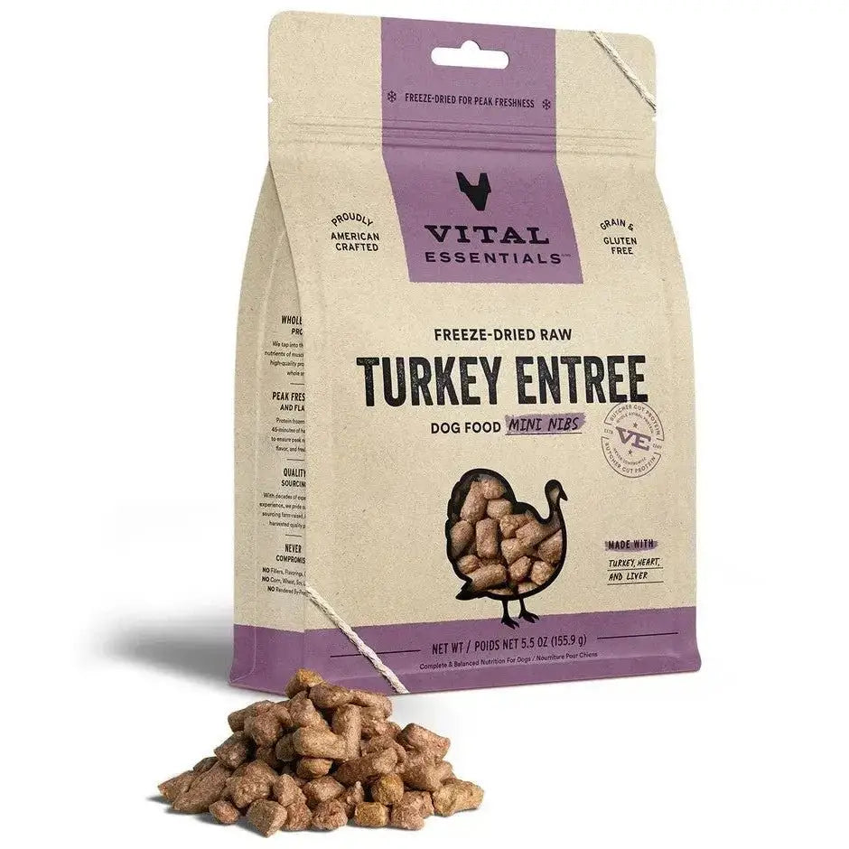 Vital Essentials® Freeze - Dried Raw Turkey Entree Dog Food Mini Nibs - Talis Us