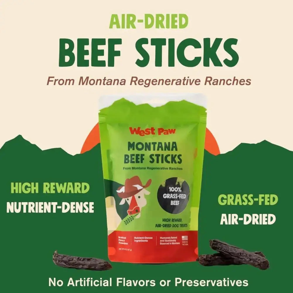 West Paw Montana Beef Sticks High - Protein Air - Dried Dog Treats - Talis Us